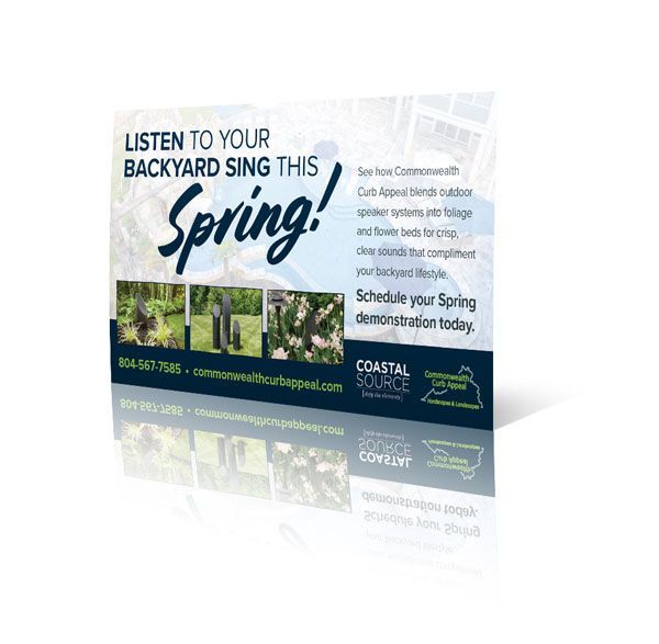 A poster that says `` listen to your backyard sing this spring ''.
