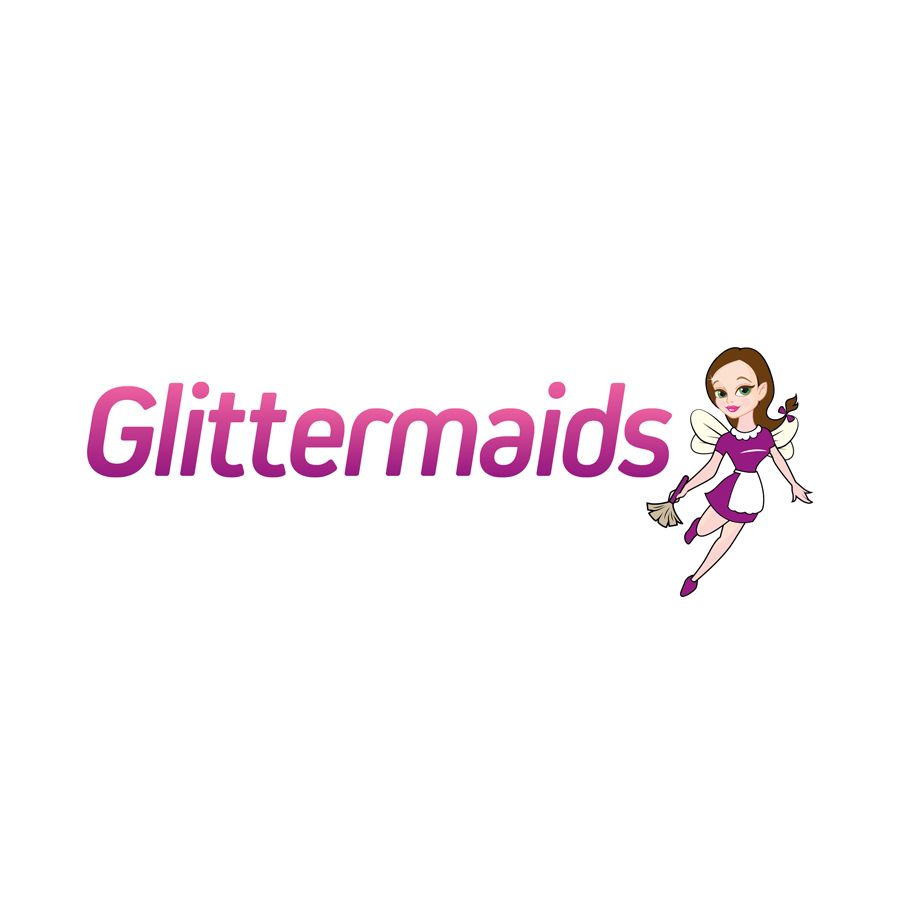 A logo for a company called glittermaids with a fairy on it.
