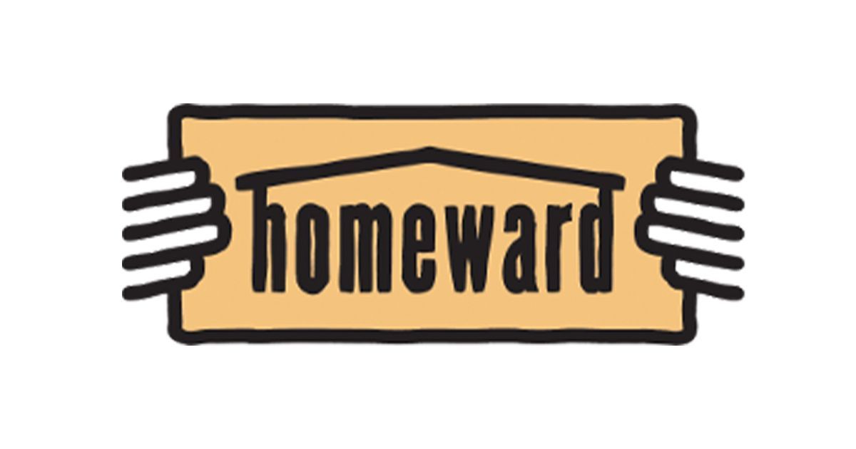 the homeward logo is a wooden sign with a house on it 