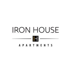 A logo for iron house apartments is shown on a white background.