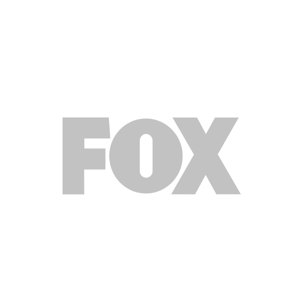 The fox logo is gray on a white background.