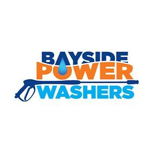 The logo for bayside power washers is blue and orange