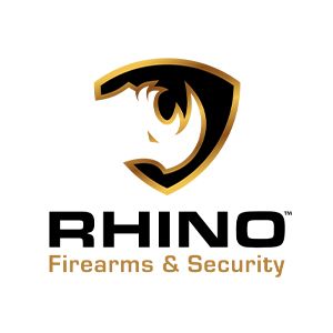 A logo for rhino firearms and security