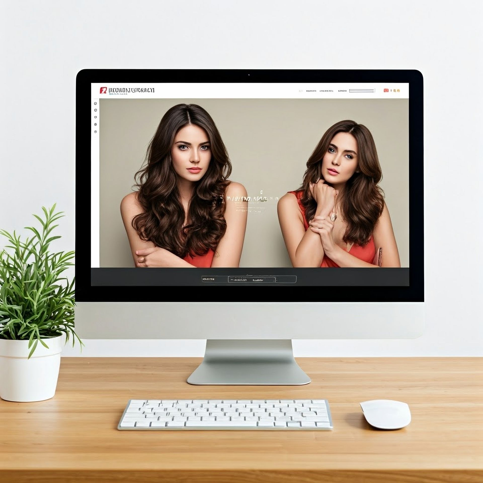 A computer monitor with two women on the screen