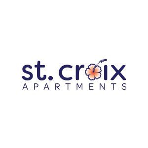 The logo for st. croix apartments has a flower on it.