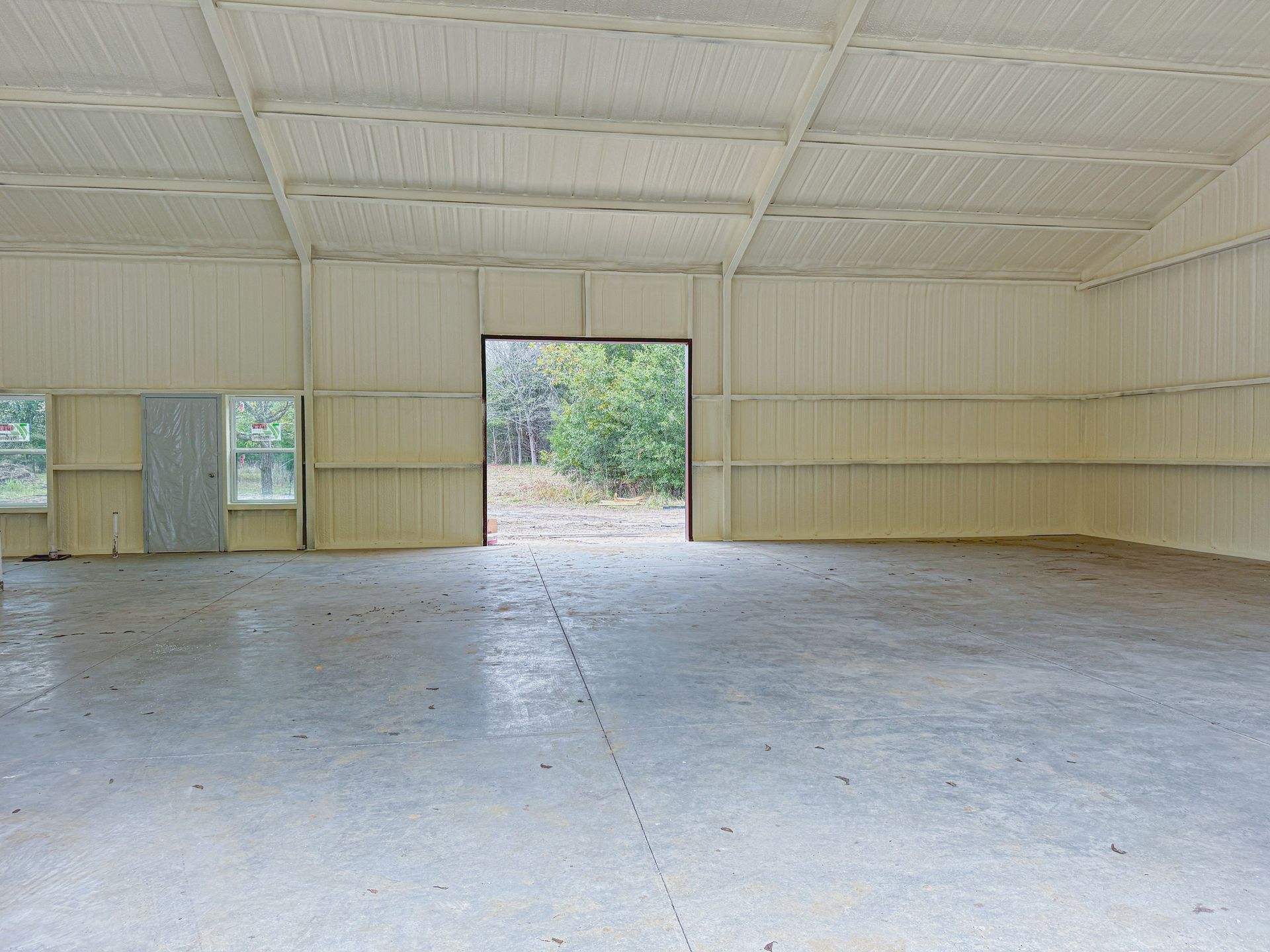 Barn with spray foam insulation