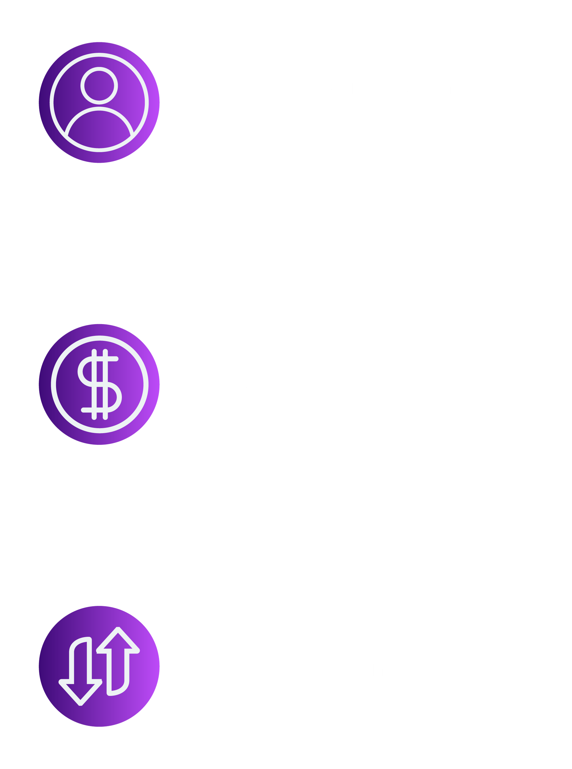 Purple icons: user, dollar sign, up/down arrows. Hercules FX