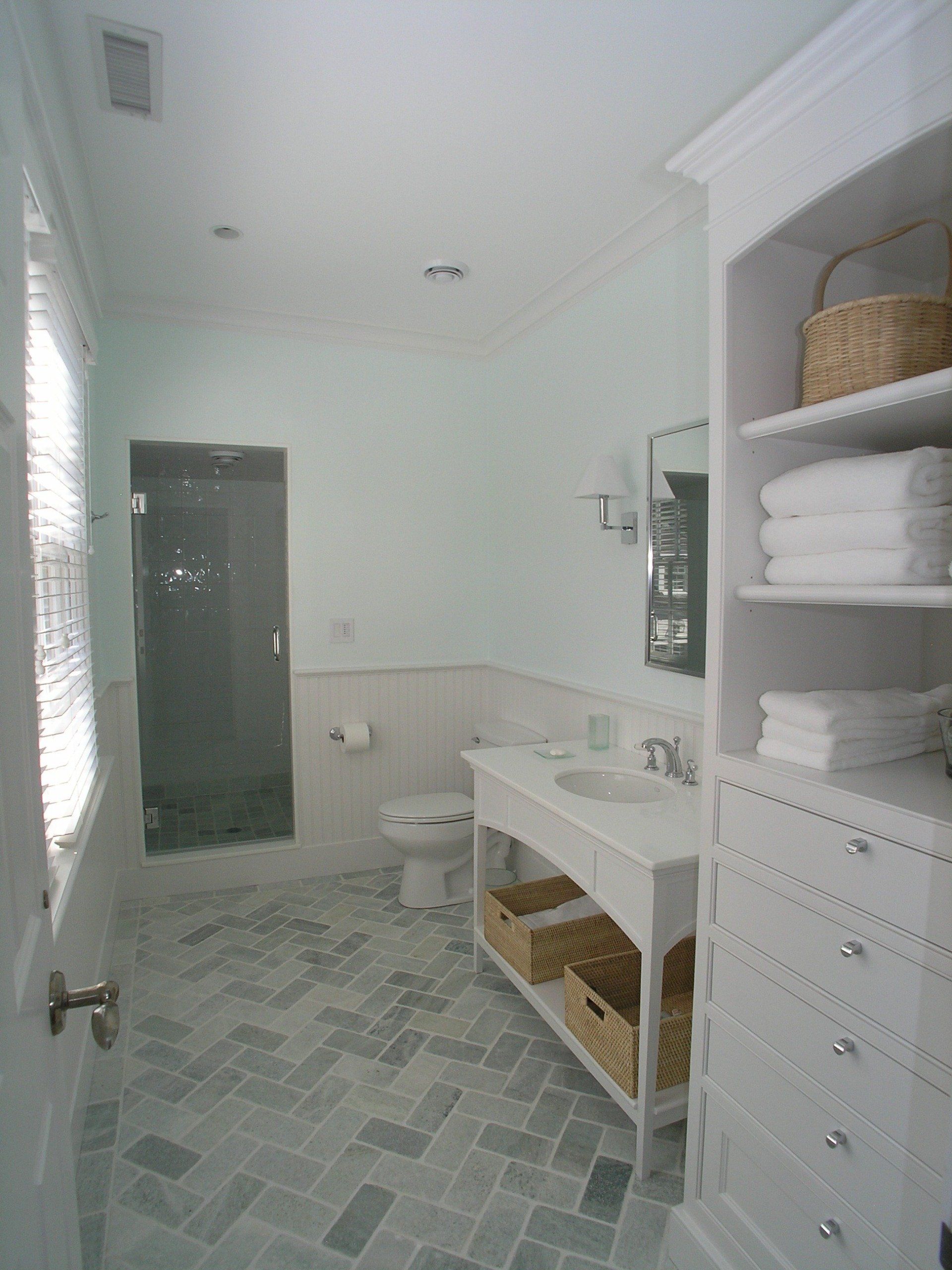 Custom vanity and linen cabinet