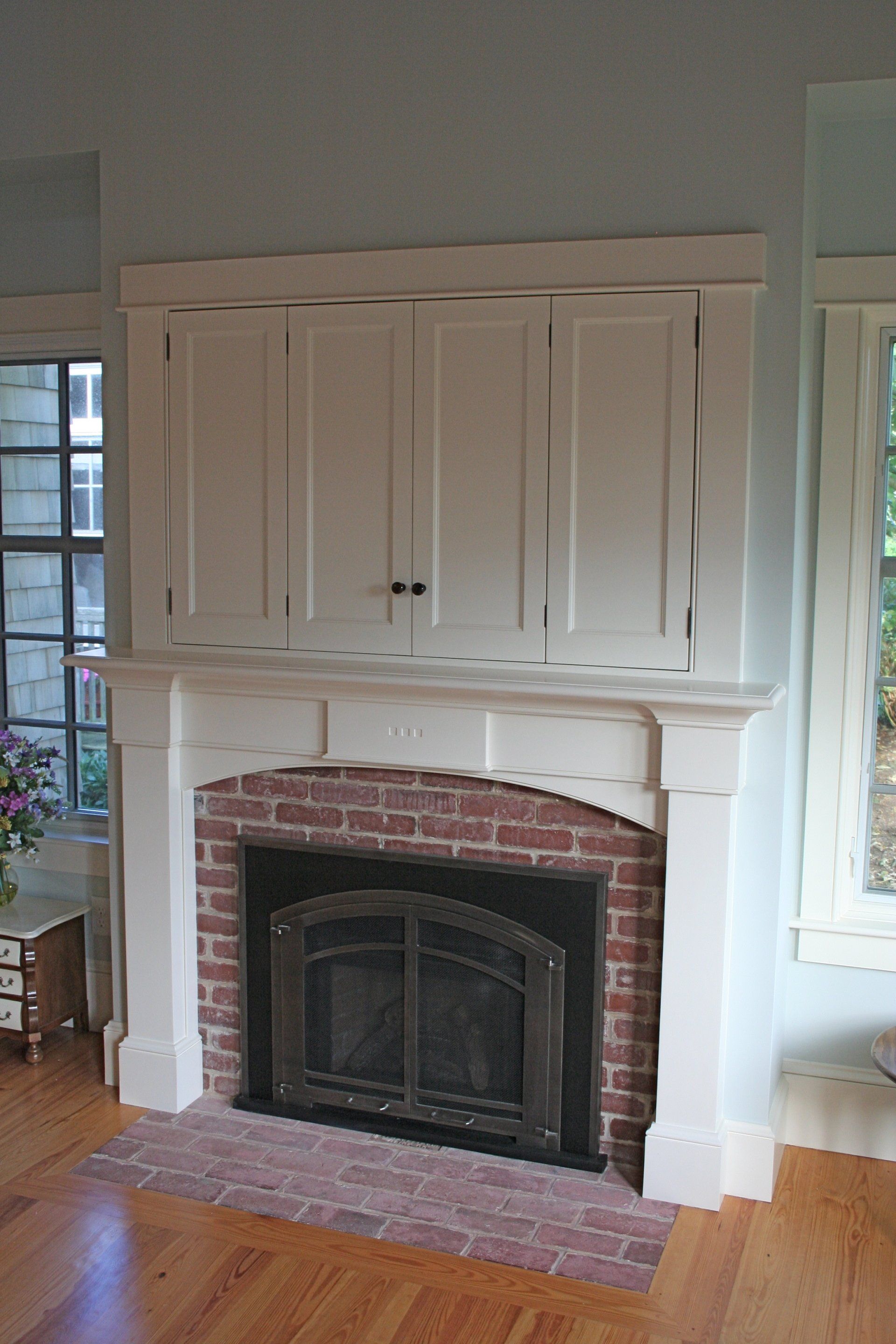 Custom mantle with TV