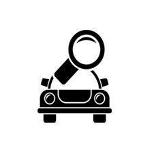 A car with a magnifying glass on top of it.