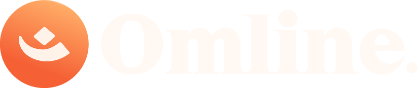 Círculo laranja com uma forma branca no centro e a palavra "Online" em branco.