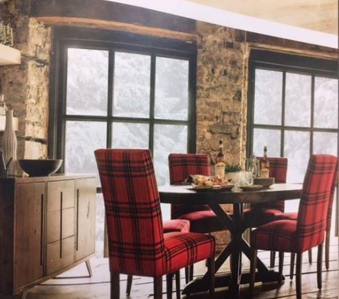 Furniture —Wooden Table And Chair With Checkered Design in Freehold, NJ