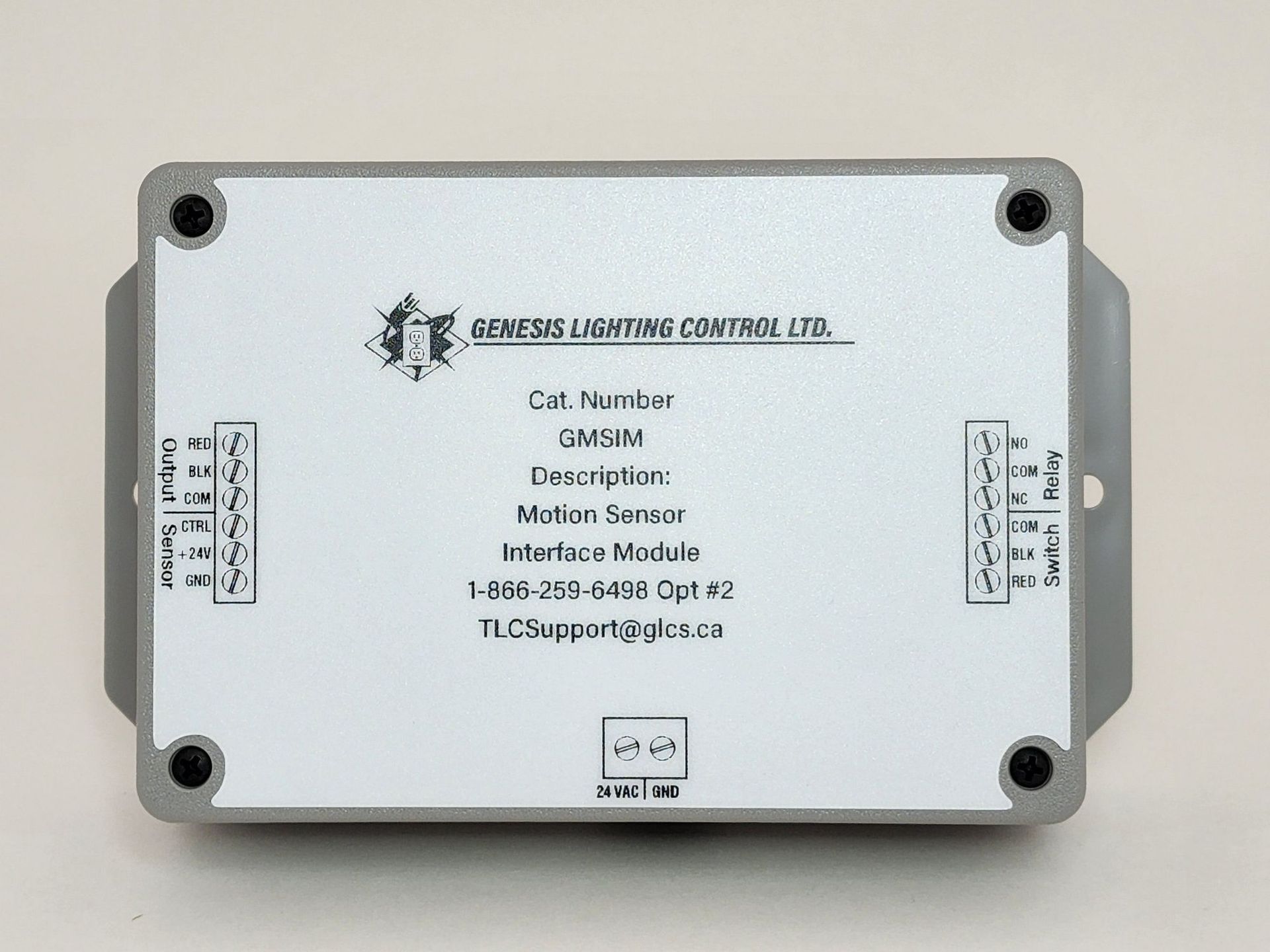 The back of a genesis lighting control ltd device