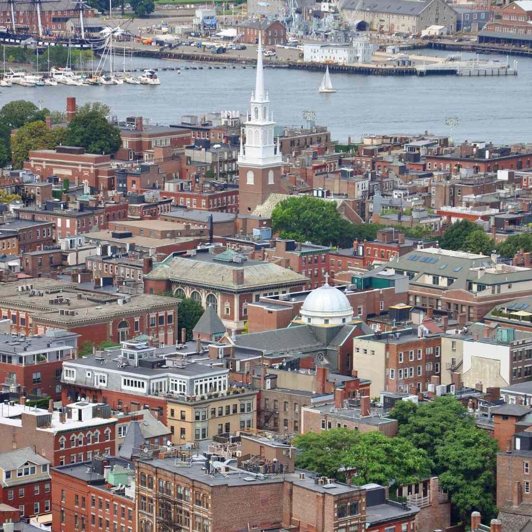Old North Church in Boston. The view from above.