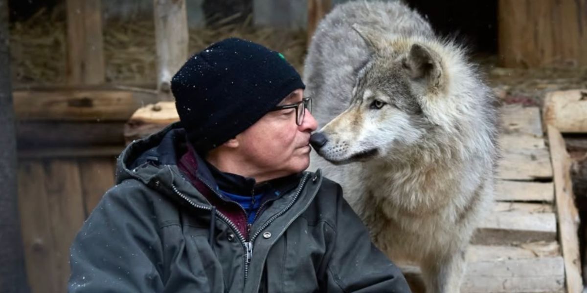 A rare, gentle moment captured at LUPO Wolf Sanctuary, just outside Québec City.