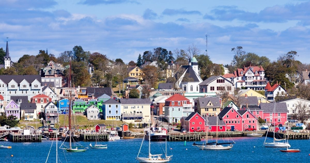 Sailing boats in the harbor of Lunenburg, Nova Scotia.