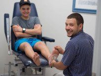 Podiatry Marc Udovisi and one of our patients at the Family Feet Podiatry clinic in Hervey Bay