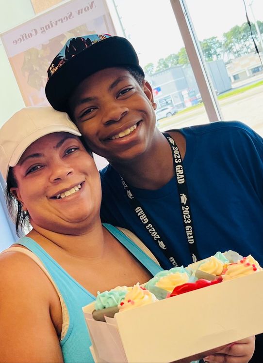 Mother and Son at the bakery