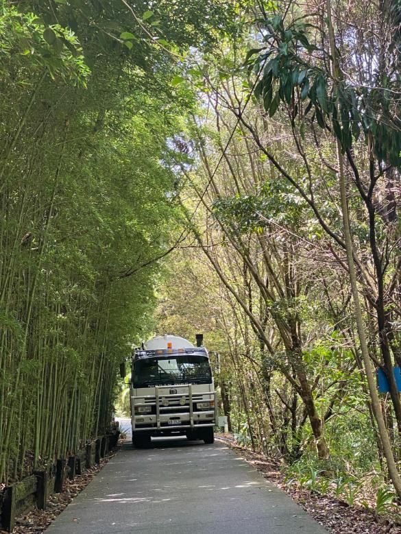 A Truck Is Driving Down A Road Lined With Trees — Aquaman Watàr Deliveries In Bald Knob, QLD
