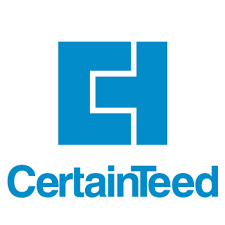 A blue logo for certainteed on a white background