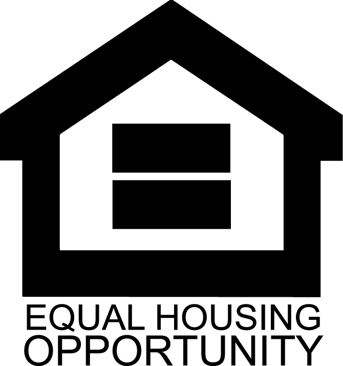 Black outline of a house with an equal sign inside, text below reads 