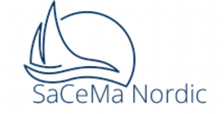 The sacema nordic logo has a sailboat on it