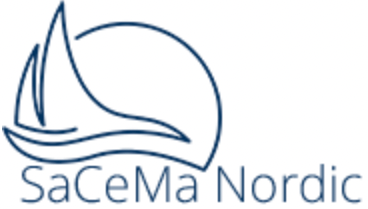 The sacema nordic logo has a sailboat on it