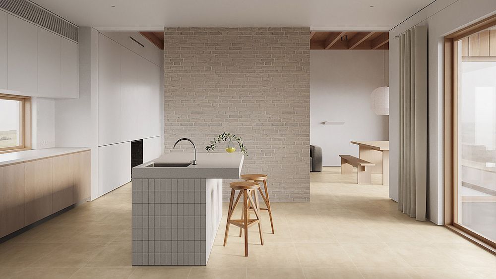 A Kitchen With a Large Island in the Middle of the Room — Tileflair in Mitchell, ACT