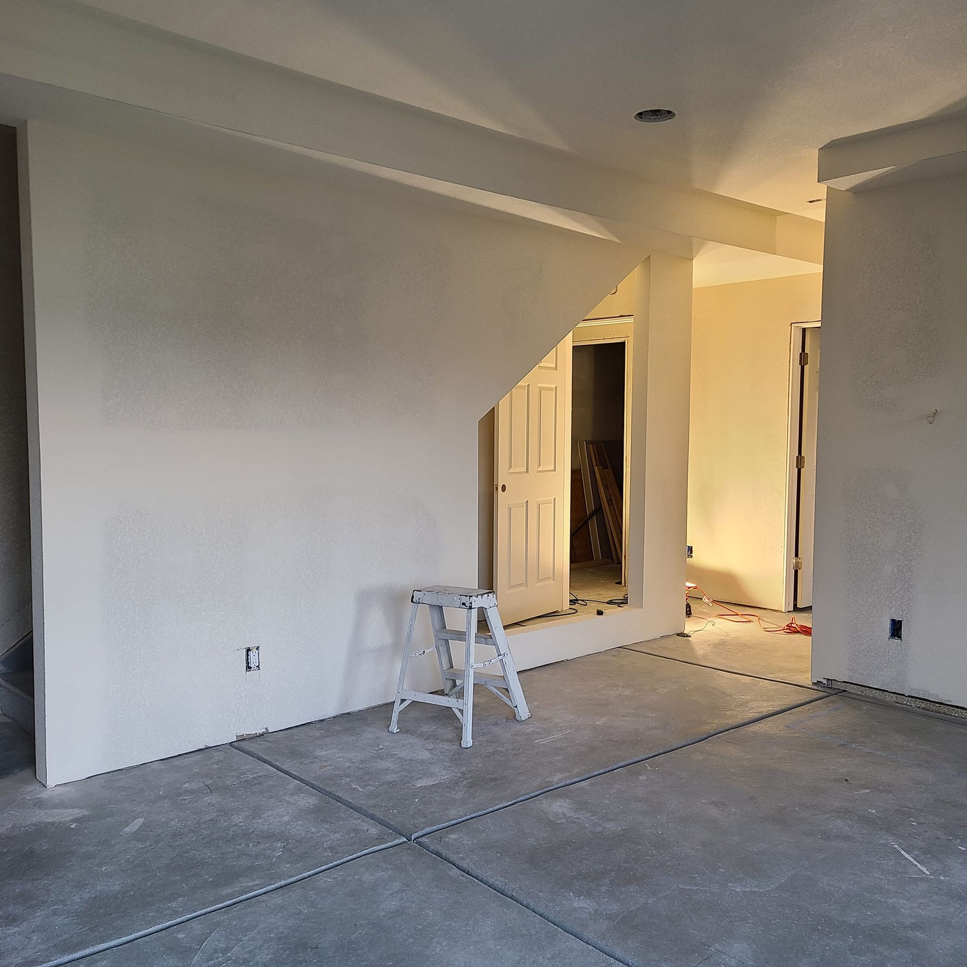 There is a ladder in the middle of the room.