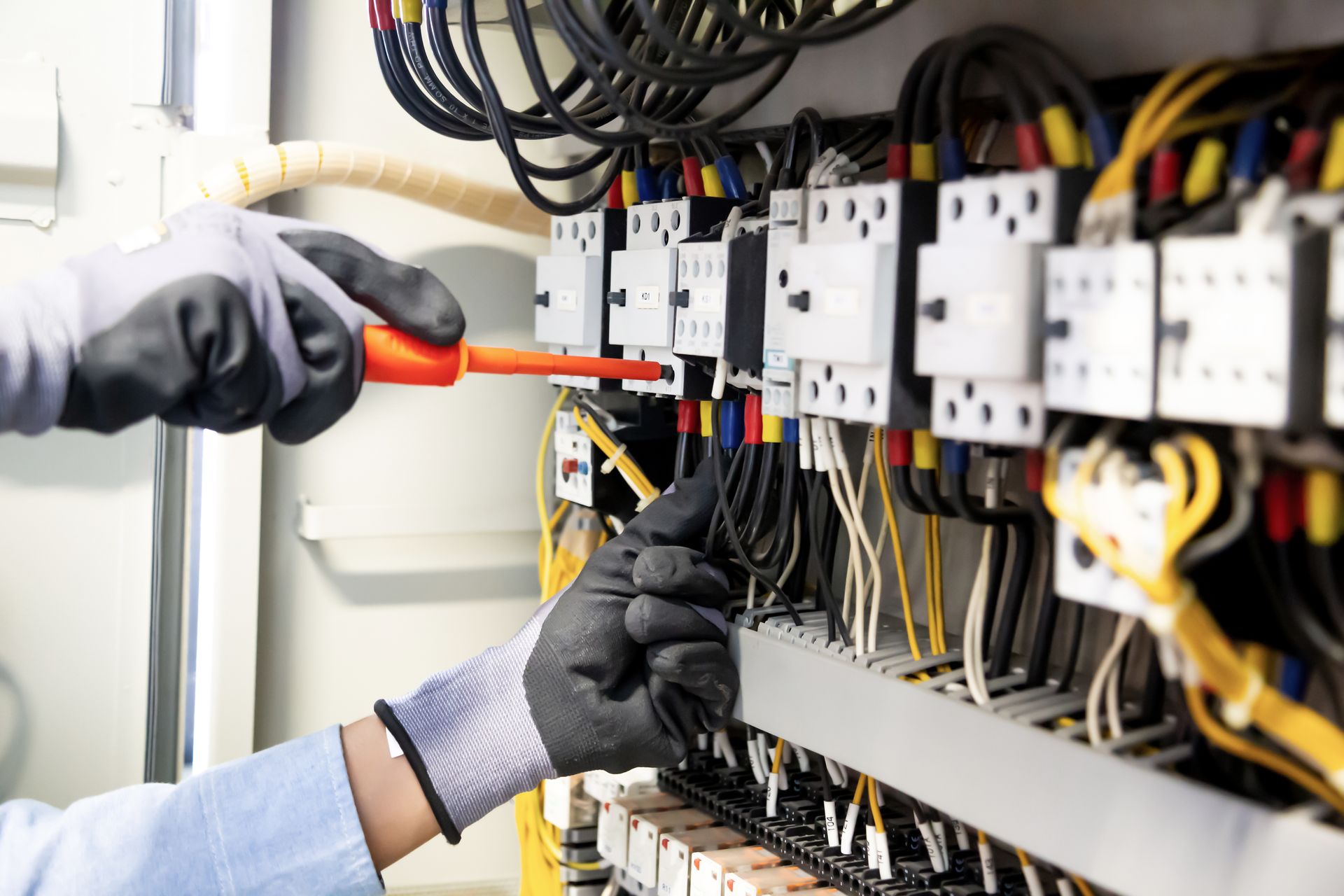 Working on an electrical panel