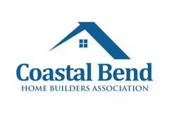 The logo for coastal bend home builders association shows a house with a roof.