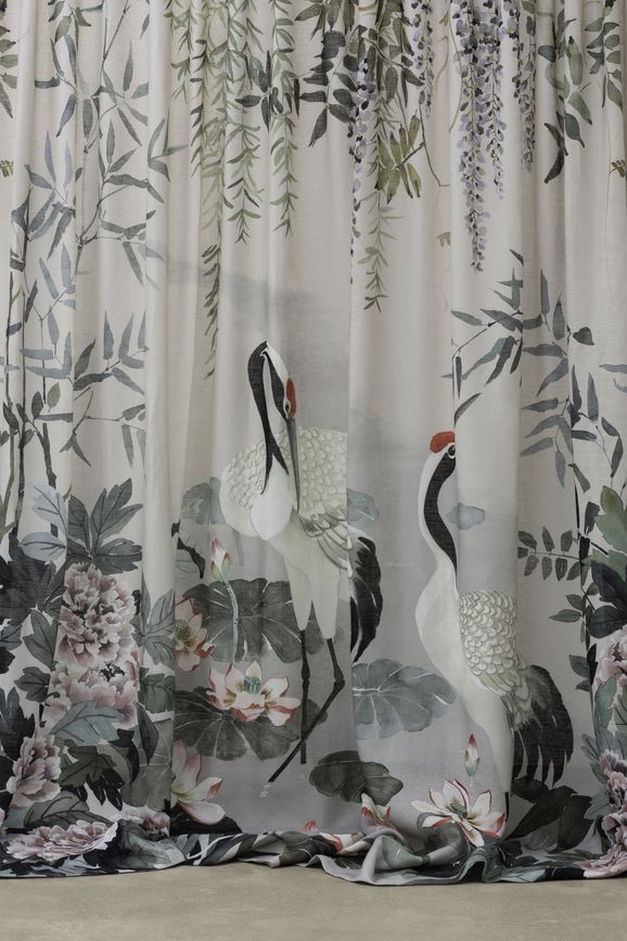 Patterned Fabric with Swans — Artizen Curtains in Mooloolaba, QLD
