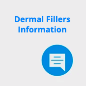 A blue circle with the words `` dermal fillers information '' on it.