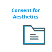 A blue folder with the words consent for aesthetics written on it.