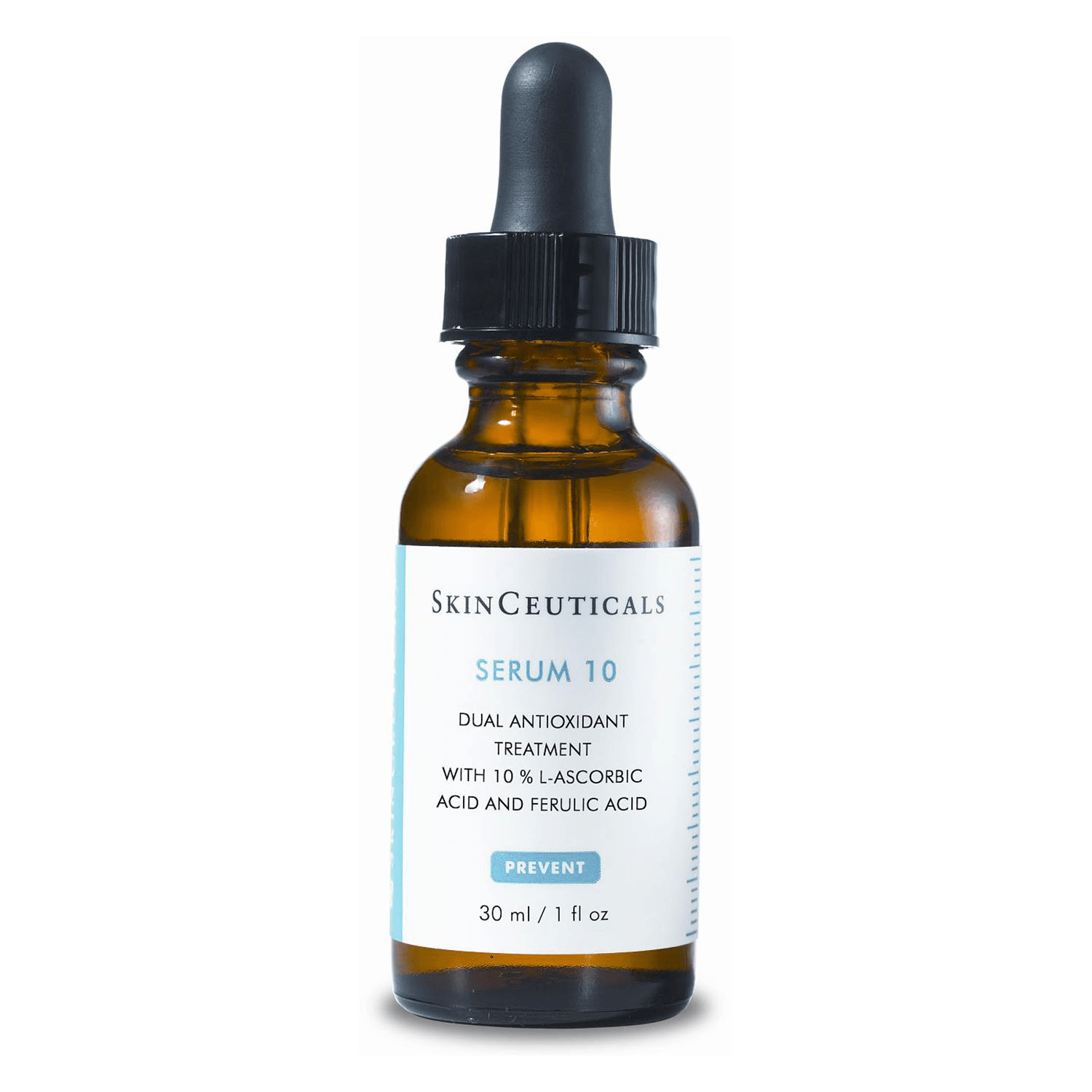 A bottle of skinceuticals serum 10 on a white background
