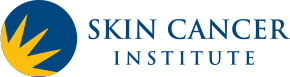 A blue and yellow logo for the skin cancer institute