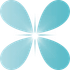 A blue butterfly with a star in the middle on a white background