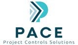 The logo for pace project controls solutions is blue and black.