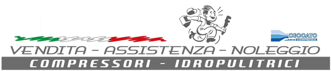 Logo per un'azienda italiana specializzata nella vendita, assistenza e noleggio di compressori e idropulitrici.