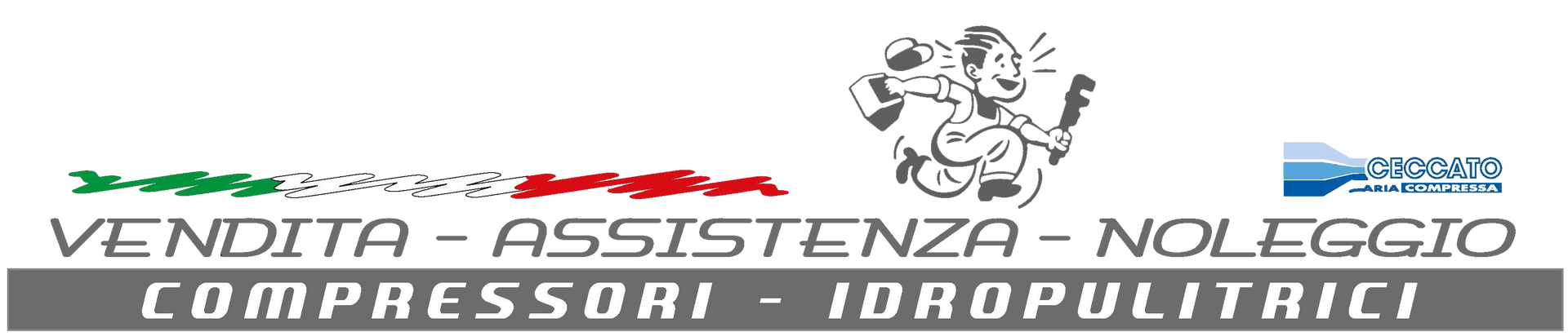 Logo per un'azienda italiana specializzata nella vendita, assistenza e noleggio di compressori e idropulitrici.