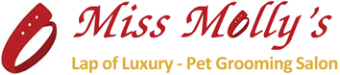 A logo for miss molly 's lap of luxury pet grooming salon