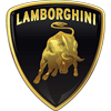 Lamborghini logo: gold charging bull on a black shield with yellow border
