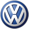 Volkswagen logo: silver VW letters in a blue circle with a white border