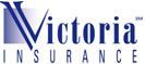 The logo for victoria insurance is blue and white.