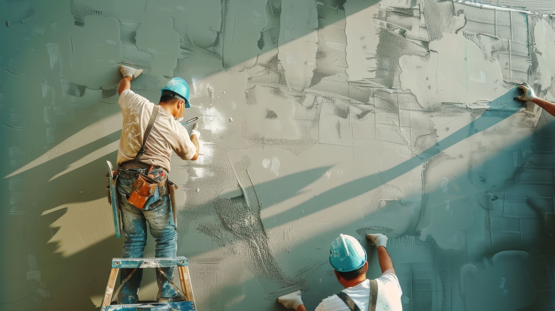 crew working on a wall