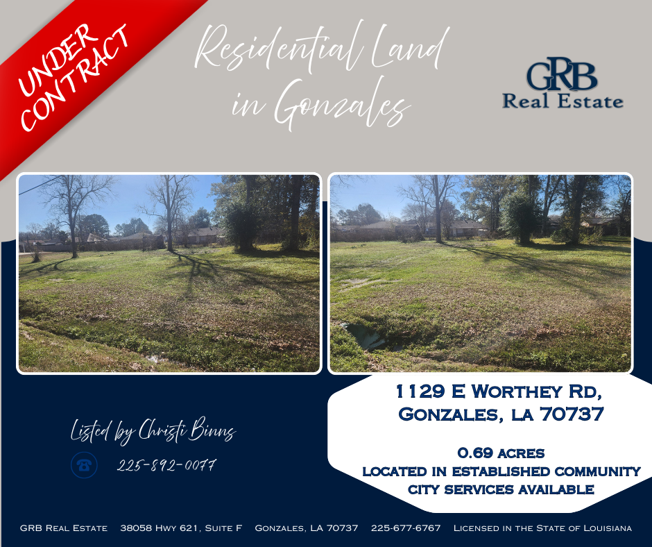Real estate listing: Residential land for sale in Gonzales, Louisiana.