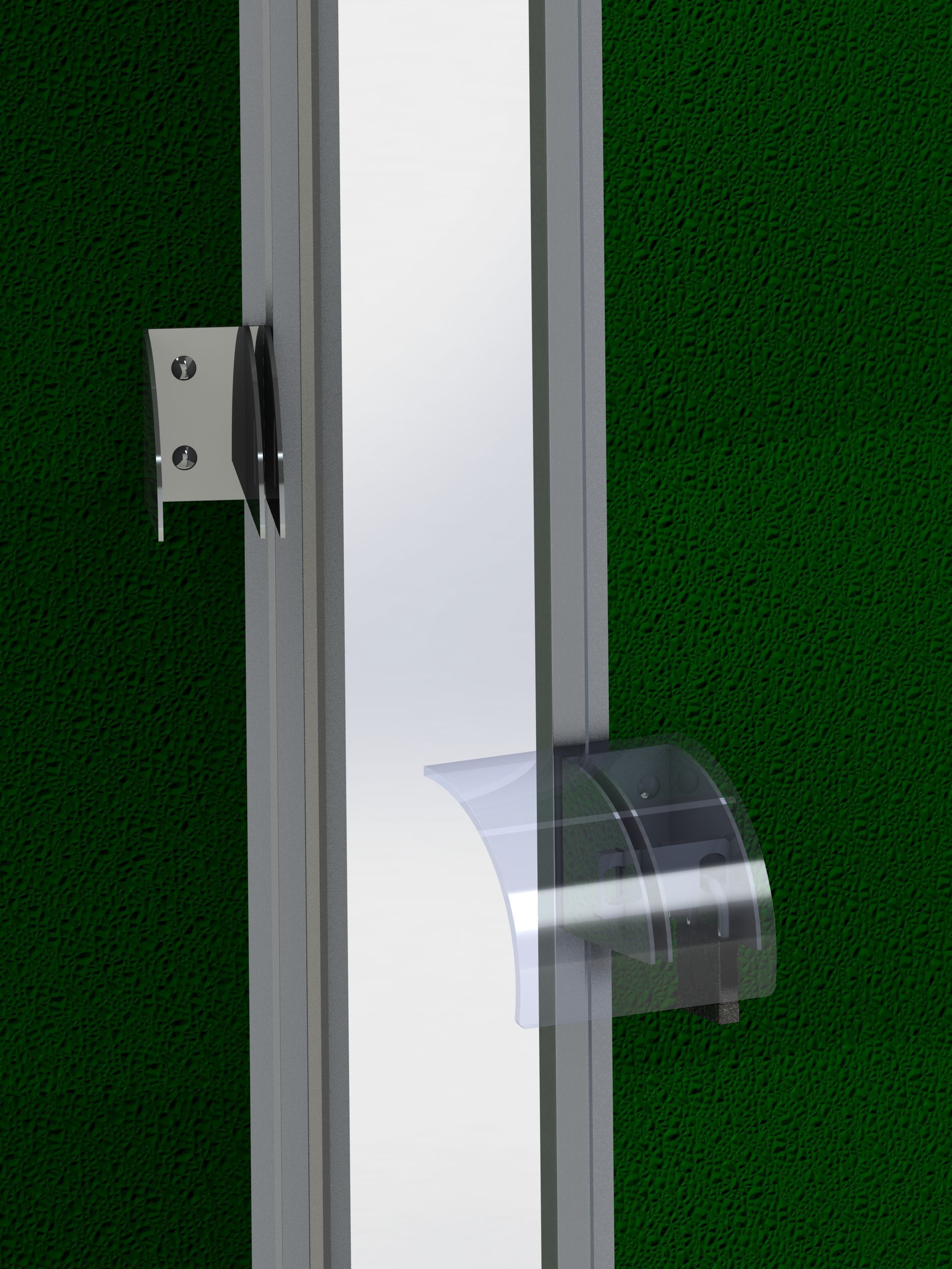 A 3d rendering of a steel door hardware lock system