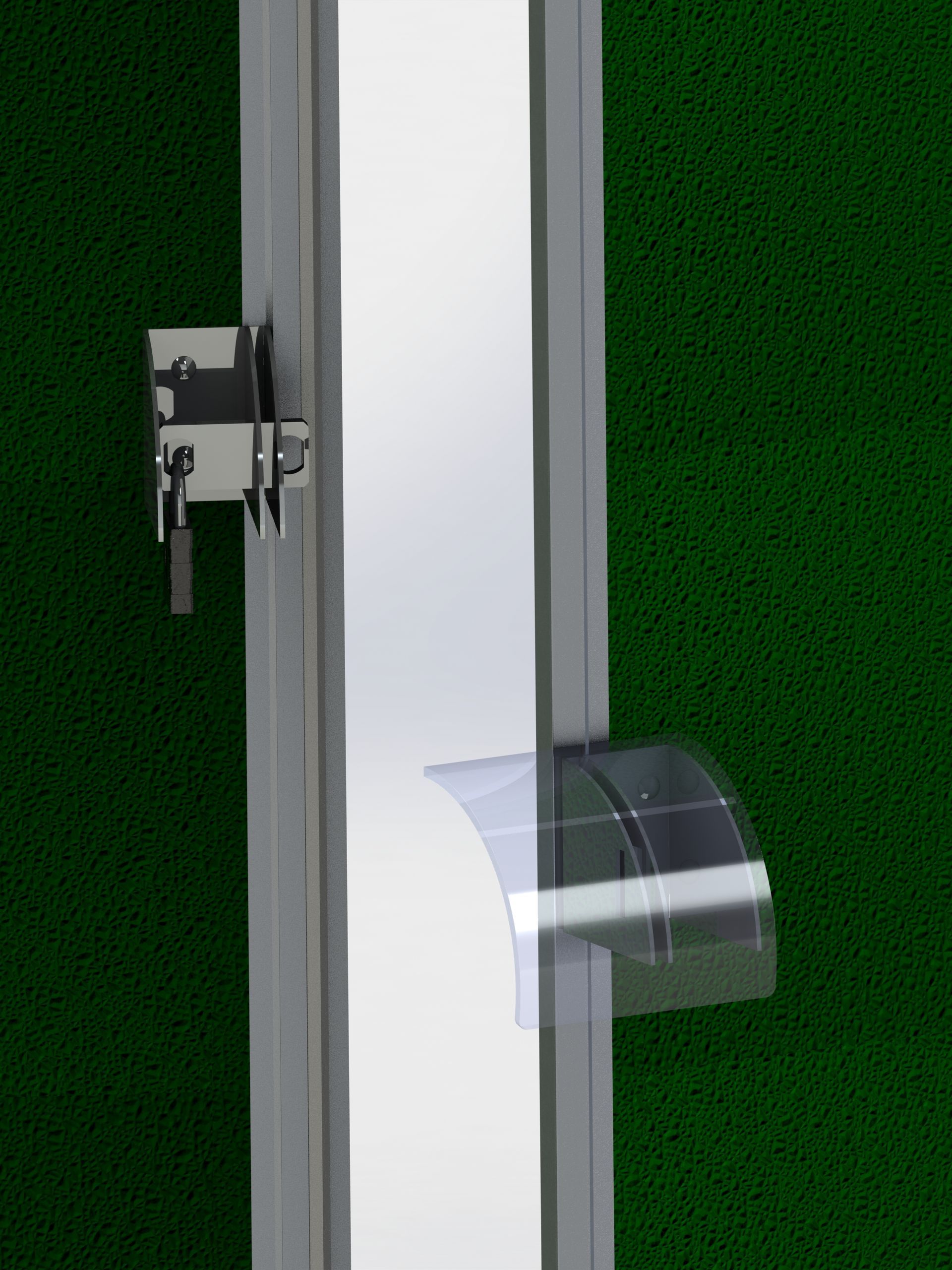 A door with a lock on it and a green background.