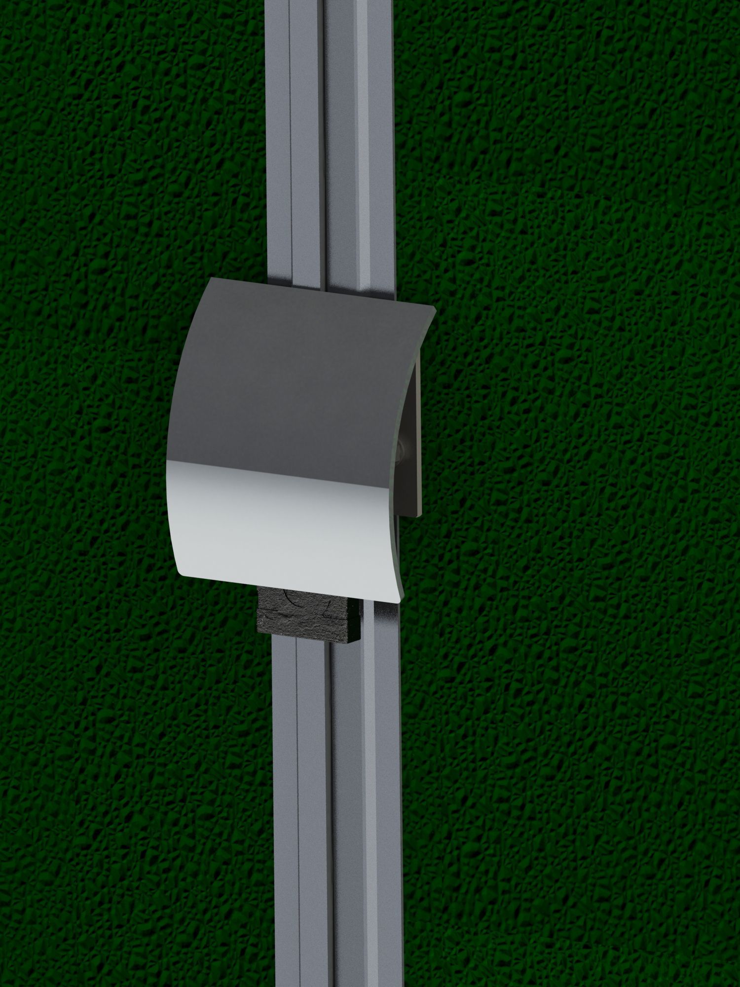 A 3d rendering of a metal pole with a paper towel dispenser attached to it.