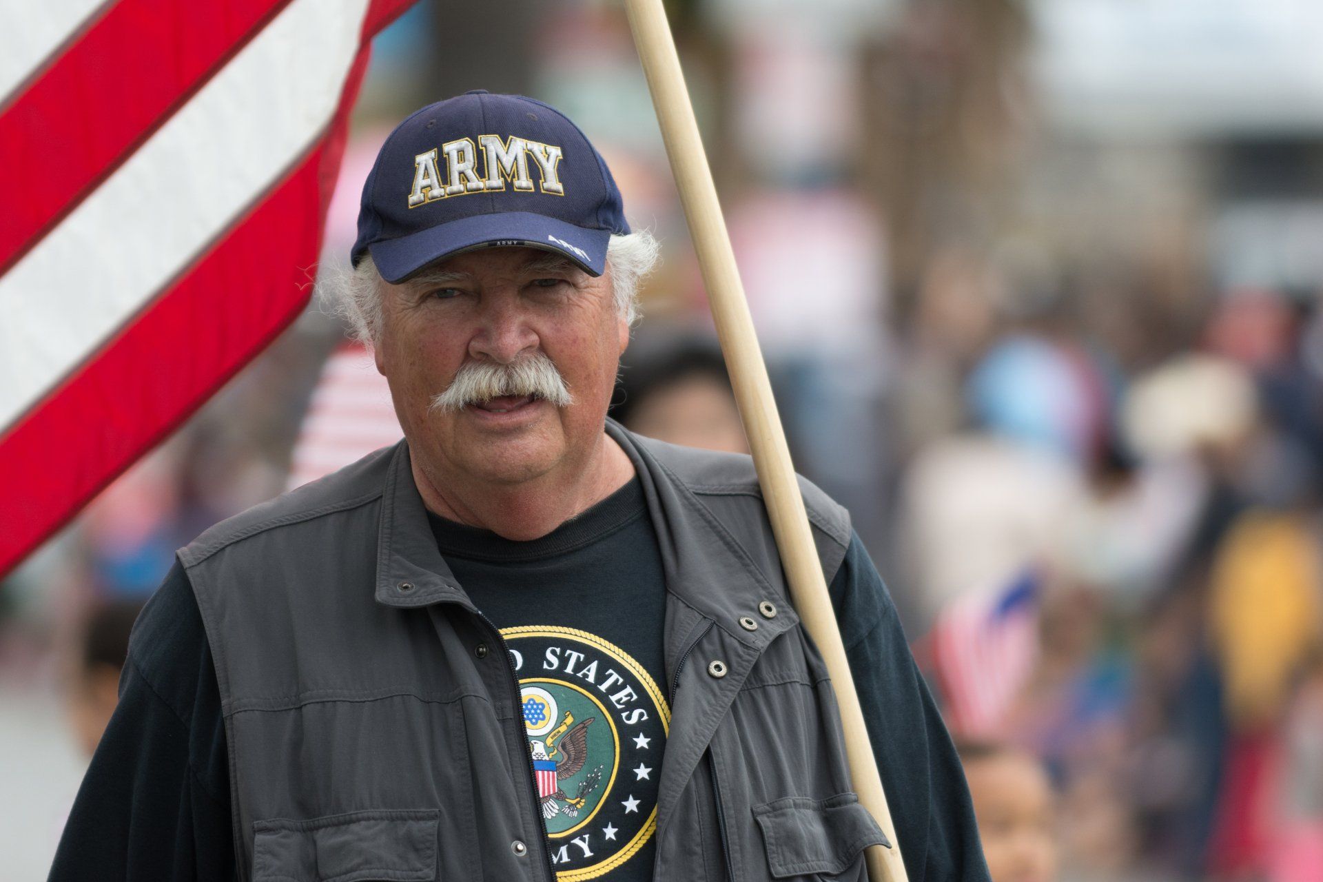 Army Vetran with the Flag